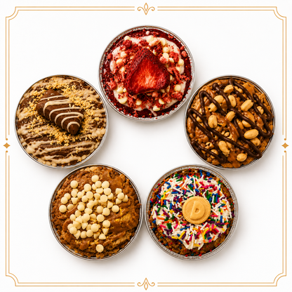 5 pack cookie flavours_august cookie drop_deep dish stuffed skillet cookies_cookie gifts_cookie favours