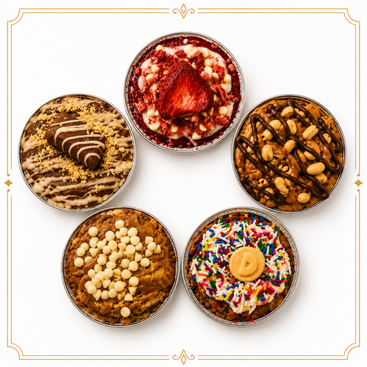 5 pack cookie flavours_august cookie drop_deep dish stuffed skillet cookies_cookie gifts_cookie favours