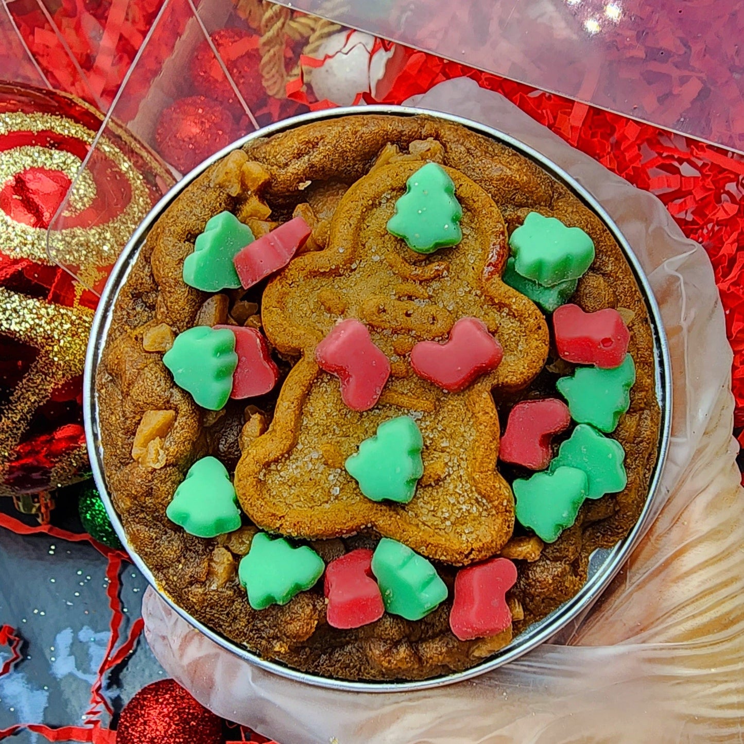 Holiday gift pack skillet cookies. 3 pack. Deep dish stuffed cookies. Black forest. Peppermint. Gingerbread cookies. Skillet cookie company.com. Toronto. Canada wide shipping.